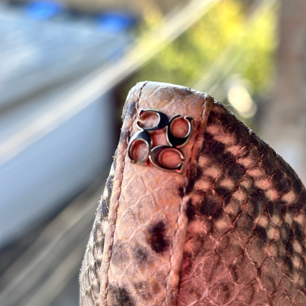 COACH Cream and Gray Snake Print Stacked Heels - Picture 7 of 12